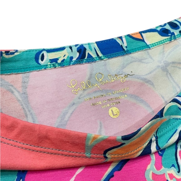 Lilly Pulitzer Sophie UPF 50 Seaside Aqua Breezy Babe Jersey Tunic Dress Large - Picture 3 of 5